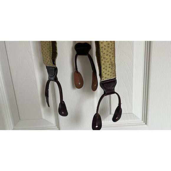 Vintage Trafalgar Silk Button End Braces Suspenders Yellow Brown Abstract Patter - Picture 4 of 6